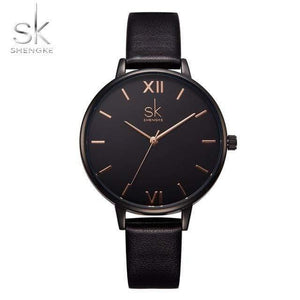 Planet Gates black Ladies Watches Leather Female Quartz Watch Women Thin Casual Strap Watch Reloj Mujer Marble Dial SK