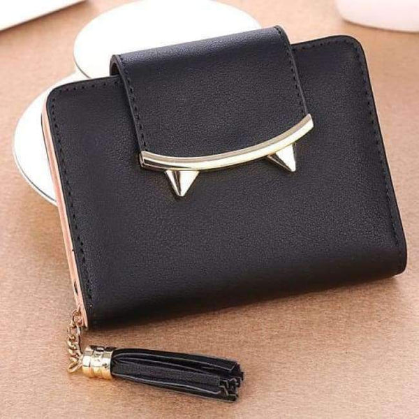 Planet Gates Black Lady Coin Purse Cute Cat Animal Mini Wallet Women Clutch Money Bags Female Purses Cards ID Holder Tassel Zipper Hasp Wallets Bag
