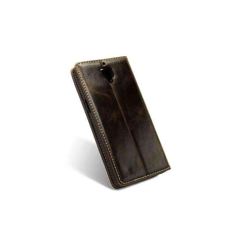 Planet Gates Black / Leather Flip Cover For OnePlus 3 Case Genuine Real Leather Wallet Card Holder Original Phone Case Three