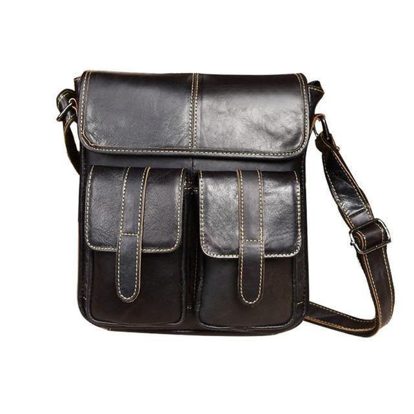 Planet Gates Black Leather Men Bags Fashion Male Messenger Bag Men's Small Briefcase Man Casual Crossbody Bags Shoulder Handbag