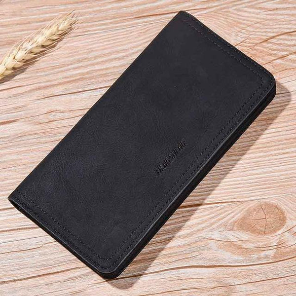 Planet Gates Black Leather Men Wallets Business Brand Card holder Purse Men's Long Zipper Wallet Leather Clutch Carteira Masculina
