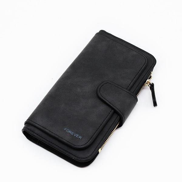 Planet Gates Black Leather Women Wallets High Quality Designer Zipper Long Wallet Women Card Holder Ladies Purse Money Bag Carteira Feminina