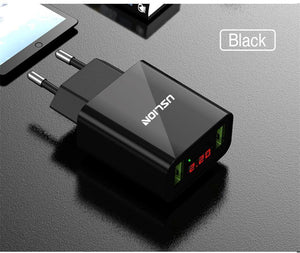 Planet Gates Black LED Display 2 USB Charger,USLION Universal Mobile Phone Charger For iPhone iPad Samsung Xiaomi 2.2A Max Charging Wall Charger