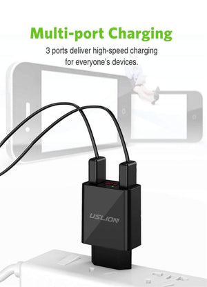Planet Gates Black LED Display 2 USB Charger,USLION Universal Mobile Phone Charger For iPhone iPad Samsung Xiaomi 2.2A Max Charging Wall Charger