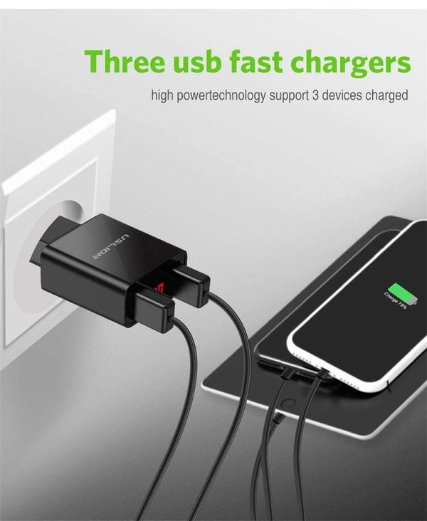 Planet Gates Black LED Display 2 USB Charger,USLION Universal Mobile Phone Charger For iPhone iPad Samsung Xiaomi 2.2A Max Charging Wall Charger