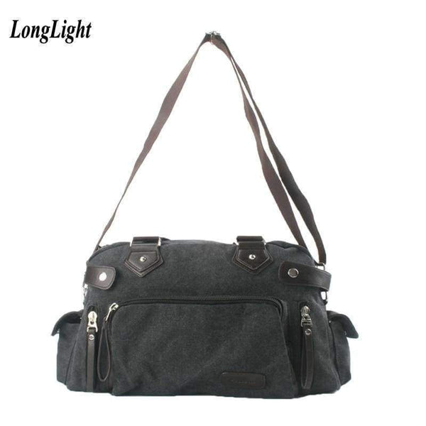 Planet Gates Black / Length 41 cm Women cotton canvas shoulder bag preppy handbag girls purse fashionable crossbody bag large volume school bag for lady LongLight
