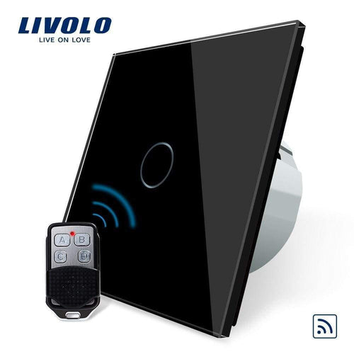 Planet Gates Black Livolo EU Standard Remote Switch, AC 220~250V Wall Light Remote Touch Switch With Mini Remote Controller C701R-11-RT12,no Logo