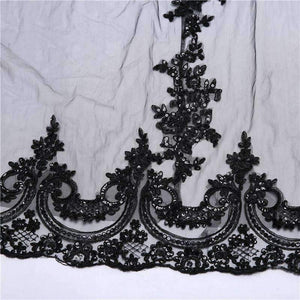 Planet Gates Black Luxurious 3M Lace Applique Edge One-Layer Cathedral Length Sequins Bridal Veil with Comb Wedding Accessories