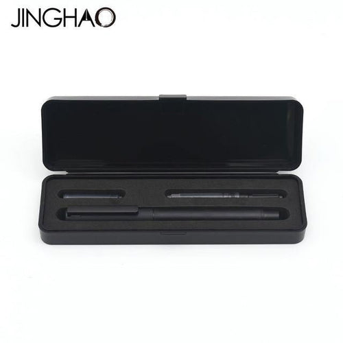 Planet Gates Black Luxury Black Fountain Pen Set 0.5mm F Nib Steel Ink Pens for Simple Business Gift Free Shipping