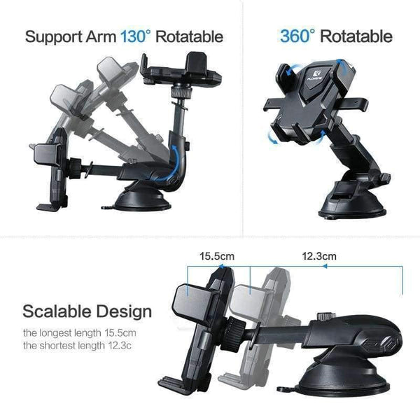 Planet Gates Black Luxury Car Phone Holder For iPhone X 8 7 6 Plus Windshield Mount Stand 360 Rotation Phone Holder For Samsung S9 S8 Plus