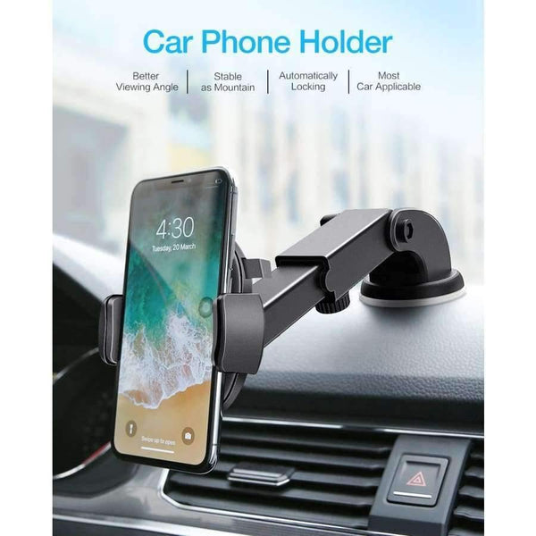 Planet Gates Black Luxury Car Phone Holder For iPhone X XS 8 7 Plus Windshield Car Mount Phone Stand 360 Car Holder For Samsung S9 S8 Note 9