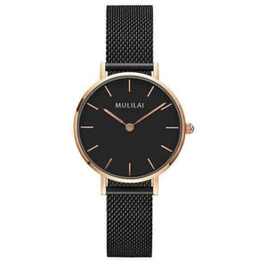 Planet Gates Black Luxury Ultra Thin Gold Steel Mesh Watches Women Dress 32mm DW Style Fashion Quartz Lovers Watch's Gift for Girl