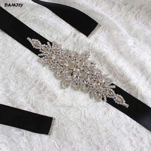 Planet Gates Black Luxury Women Wedding Belts High Quality Rhinestone Belt Bridal Sash Wedding Party Bride Bridesmaid Dress Belt Ribbon Sashes