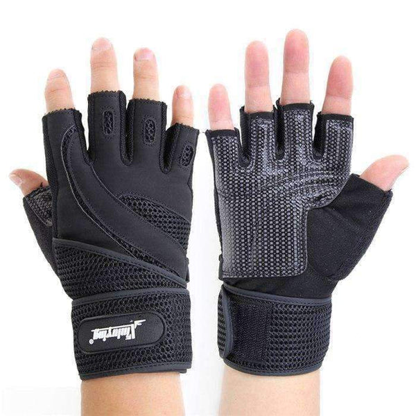 Planet Gates black / M 19-20cm Gym training gloves Crossfit  Body Building Dumbbell barbell An-slip Fitness Gloves with Wrist Support