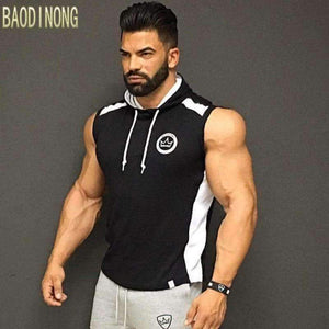 Planet Gates Black / M Bodybuilding sleeveless Hoodie Gyms Fitness cotton Sweatshirt 2018 New male Casual slim Sportswear Hooded vest