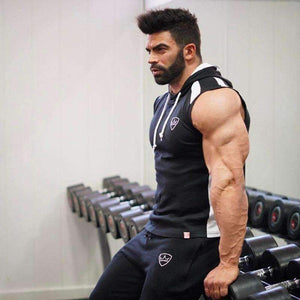 Planet Gates Black / M Bodybuilding sleeveless Hoodie Gyms Fitness cotton Sweatshirt 2018 New male Casual slim Sportswear Hooded vest
