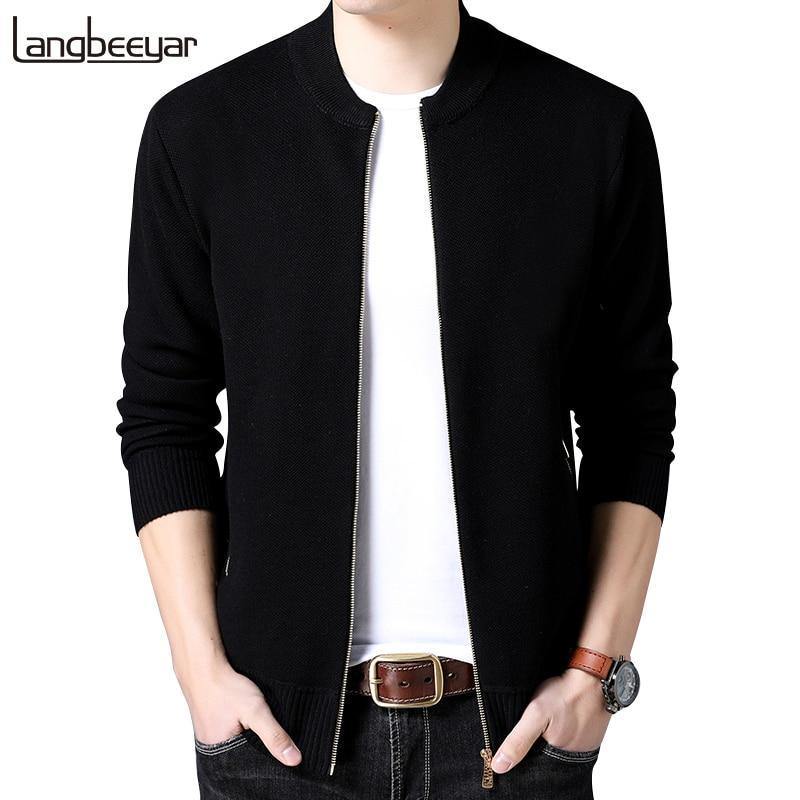 Planet Gates Black / M Brand-Clothing Jacket Men Casual  Collar Coat Men Solid Color Mens Clothes zipper Pockets Men's Jacket