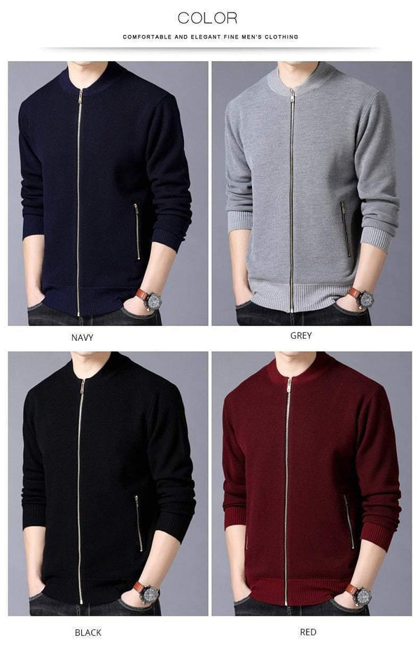 Planet Gates Black / M Brand-Clothing Jacket Men Casual  Collar Coat Men Solid Color Mens Clothes zipper Pockets Men's Jacket