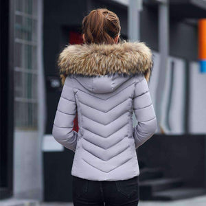 Planet Gates Black / M Coat Autumn With Fur Collar Hooded Cotton Padded Winter Jacket Women Short Outwear Basic Jacket
