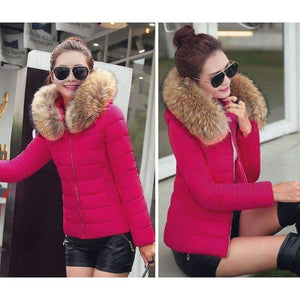 Planet Gates Black / M Coat Autumn With Fur Collar Hooded Cotton Padded Winter Jacket Women Short Outwear Basic Jacket