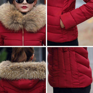 Planet Gates Black / M Coat Autumn With Fur Collar Hooded Cotton Padded Winter Jacket Women Short Outwear Basic Jacket