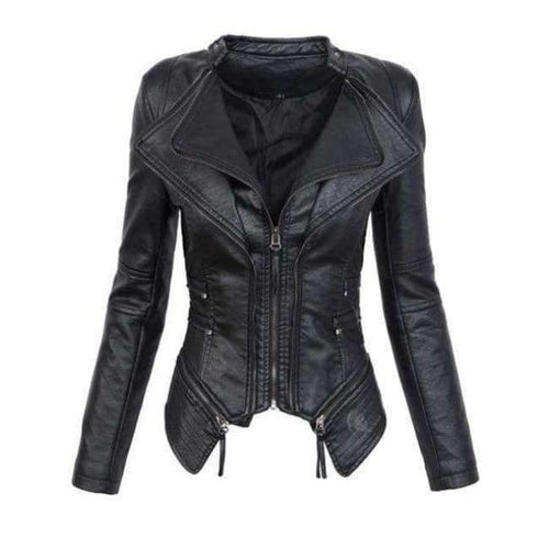 Planet Gates black / M Gothic  faux leather PU Jacket Women Winter Autumn Fashion Motorcycle Jacket Black faux leather coats  Outerwear 2018 Coat HOT