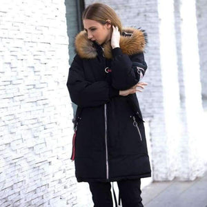 Planet Gates Black / M Jacket Large Real Raccoon Fur Winter Jacket Women 2018 Warm Thicken Hood Winter Coat Women's Cotton Down Parka Plus Size