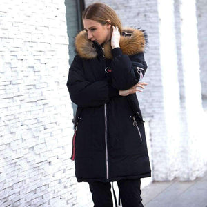 Planet Gates Black / M Jacket Large Real Raccoon Fur Winter Jacket Women 2018 Warm Thicken Hood Winter Coat Women's Cotton Down Parka Plus Size
