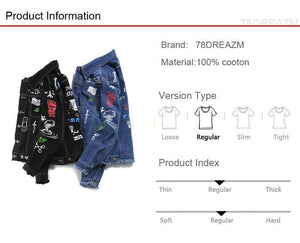 Planet Gates Black / M Jeans jacket Long Sleeve Mens Hip Hop Printed Pocket Casual Shirts Fashion Streetwear