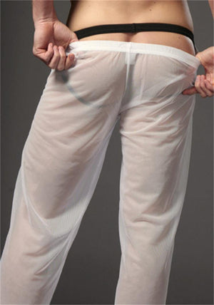 Planet Gates Black / M Men Transparent Loose Mesh Lounge Pants Loose-fitting Pants Pyjama Trouser Sleep Pant