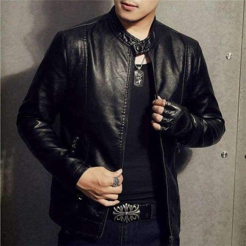 Planet Gates Black / M New 2018 Winter Motorcycle Bomber Leather Jacket Men's Autumn Casual Business Slim Biker Faux Leather Jacket Men Outwear Coat