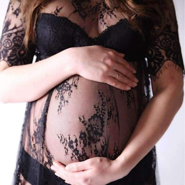 Planet Gates Black / M Summer Fashion maternity Sexy Lace Floral pregnancy dress photography clothes for pregnant women