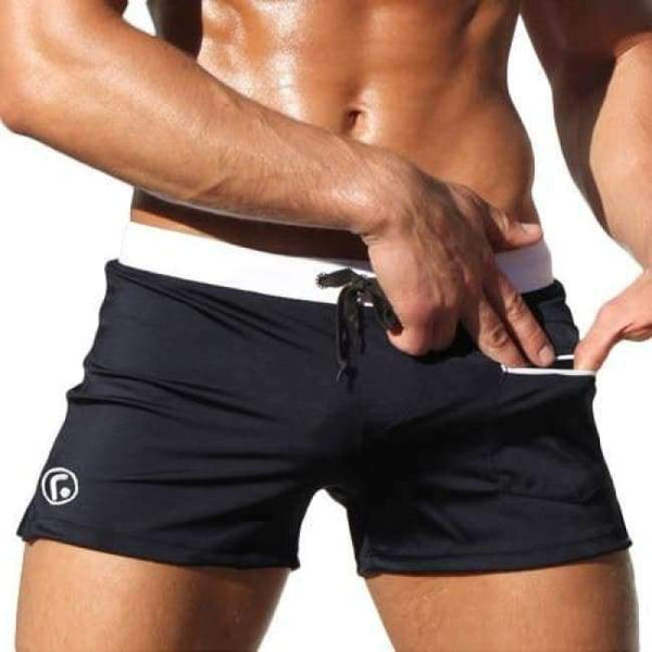 Planet Gates Black / M Taddlee Brand Men Swimwear Swimsuits Swimming Boxer Shorts Trunks Pocket Mens Swim Boxers Beach Surf Board Shorts Bathing Suit
