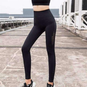 Planet Gates Black / M Women Casual High Waist Leggings Breathable Workout Fitness Sporting Seamless Pants  Hollow Out Seamless Leggings Female