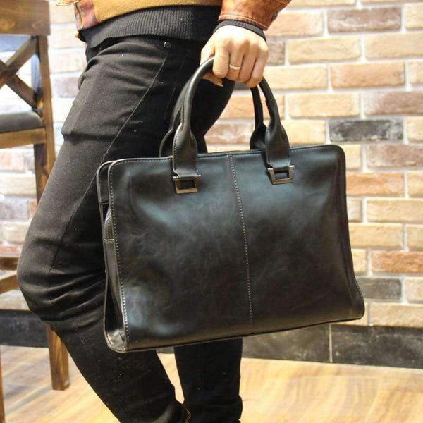 Planet Gates Black Men briefcase new soft leather handbags men's casual bag shoulder messenger bag Crossbody Bags Man Laptop Computer Case 13