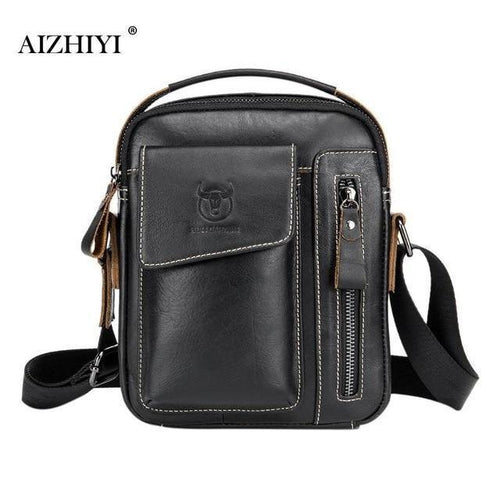 Planet Gates Black Men Genuine Leather Messenger Crossbody Bag Casual Fashion Male Sling Bag Business Handbag Shoulder Famous Brand
