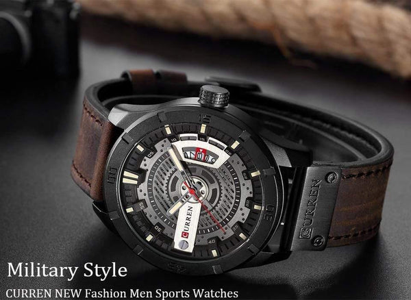 Planet Gates black Men Military Sports Watches Men's Quartz Date Clock Man Casual Leather Wrist Watch Relogio Masculino