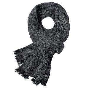 Planet Gates Black Men Viscose Solid Chevron Long Scarf Soft Winter Summer Crepe Fashion Skinny Shawl Autumn