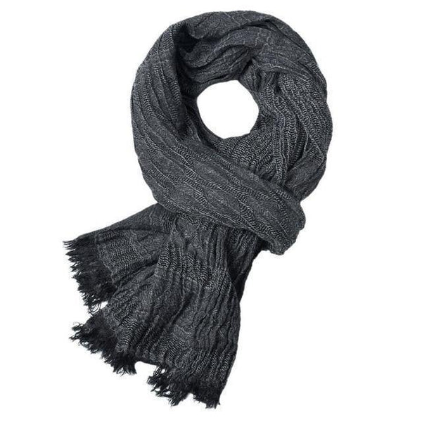 Planet Gates Black Men Viscose Solid Chevron Long Scarf Soft Winter Summer Crepe Fashion Skinny Shawl Autumn