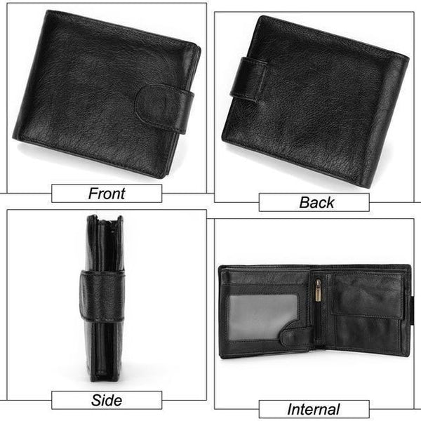 Planet Gates Black Men Wallet Genuine Leather Short Coin Purse Fashion Hasp Wallet For Male Portomonee with Card Holder Photo Holder