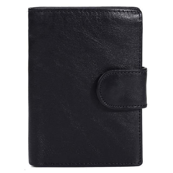 Planet Gates BLACK Men Wallet Oil Wax Cowhide Genuine Leather Wallets Coin Purse Clutch Hasp Open Top Quality Retro Short Wallet 13.5cm