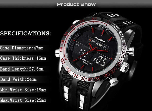 Planet Gates Black Men Watch LED Display Luxury Sports Watches Digital Military Men's Quartz Wristwatches Relogio Masculino