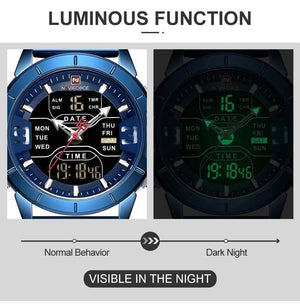 Planet Gates Black Men Watch Top Luxury Brand Man Military Sport Quartz Wrist Watches Stainless Steel LED Digital Clock Relogio Masculino