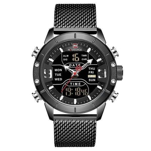 Planet Gates Black Men Watch Top Luxury Brand Man Military Sport Quartz Wrist Watches Stainless Steel LED Digital Clock Relogio Masculino