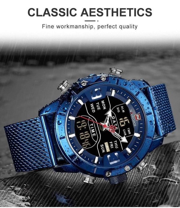 Planet Gates Black Men Watch Top Luxury Brand Man Military Sport Quartz Wrist Watches Stainless Steel LED Digital Clock Relogio Masculino