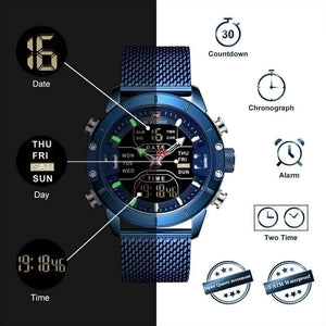 Planet Gates Black Men Watch Top Luxury Brand Man Military Sport Quartz Wrist Watches Stainless Steel LED Digital Clock Relogio Masculino