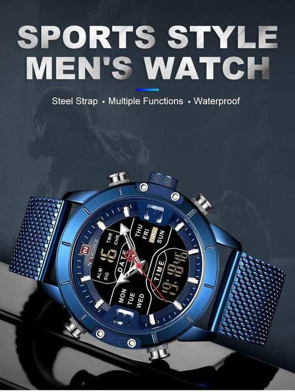 Planet Gates Black Men Watch Top Luxury Brand Man Military Sport Quartz Wrist Watches Stainless Steel LED Digital Clock Relogio Masculino