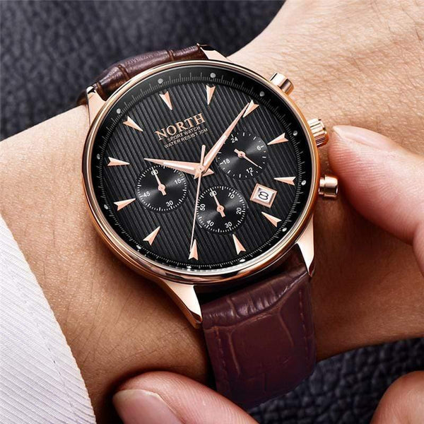 Planet Gates Black Men Watches Auto Date Chronograph Quartz Watch Men Gold Casual Sport Military Wrist Watch