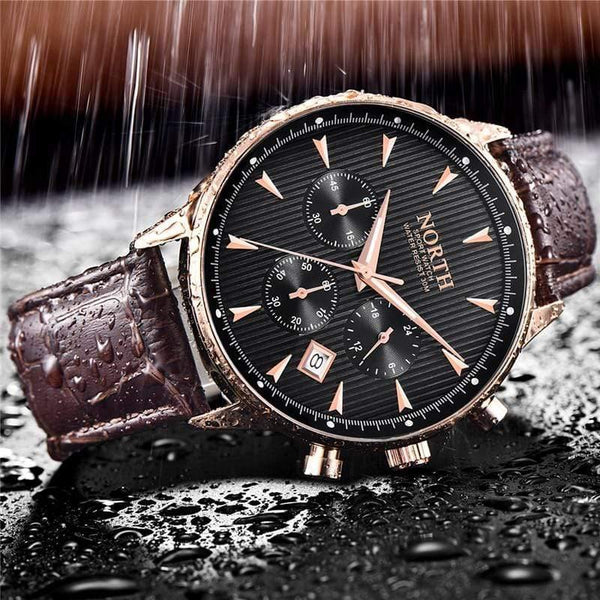 Planet Gates Black Men Watches Auto Date Chronograph Quartz Watch Men Gold Casual Sport Military Wrist Watch