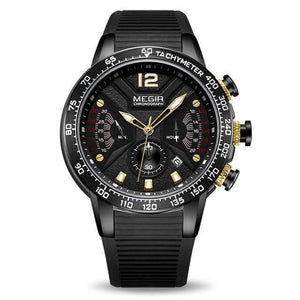 Planet Gates Black Men Watches Silicone Sport Chronograph Quartz Military Watch Luxury Brand Zegarek Meski Erkek Kol Saati